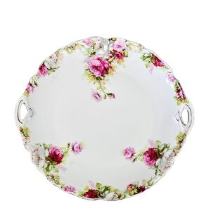 Vintage Antique KPM Germany Cake Plate Roses Floral 10 in
